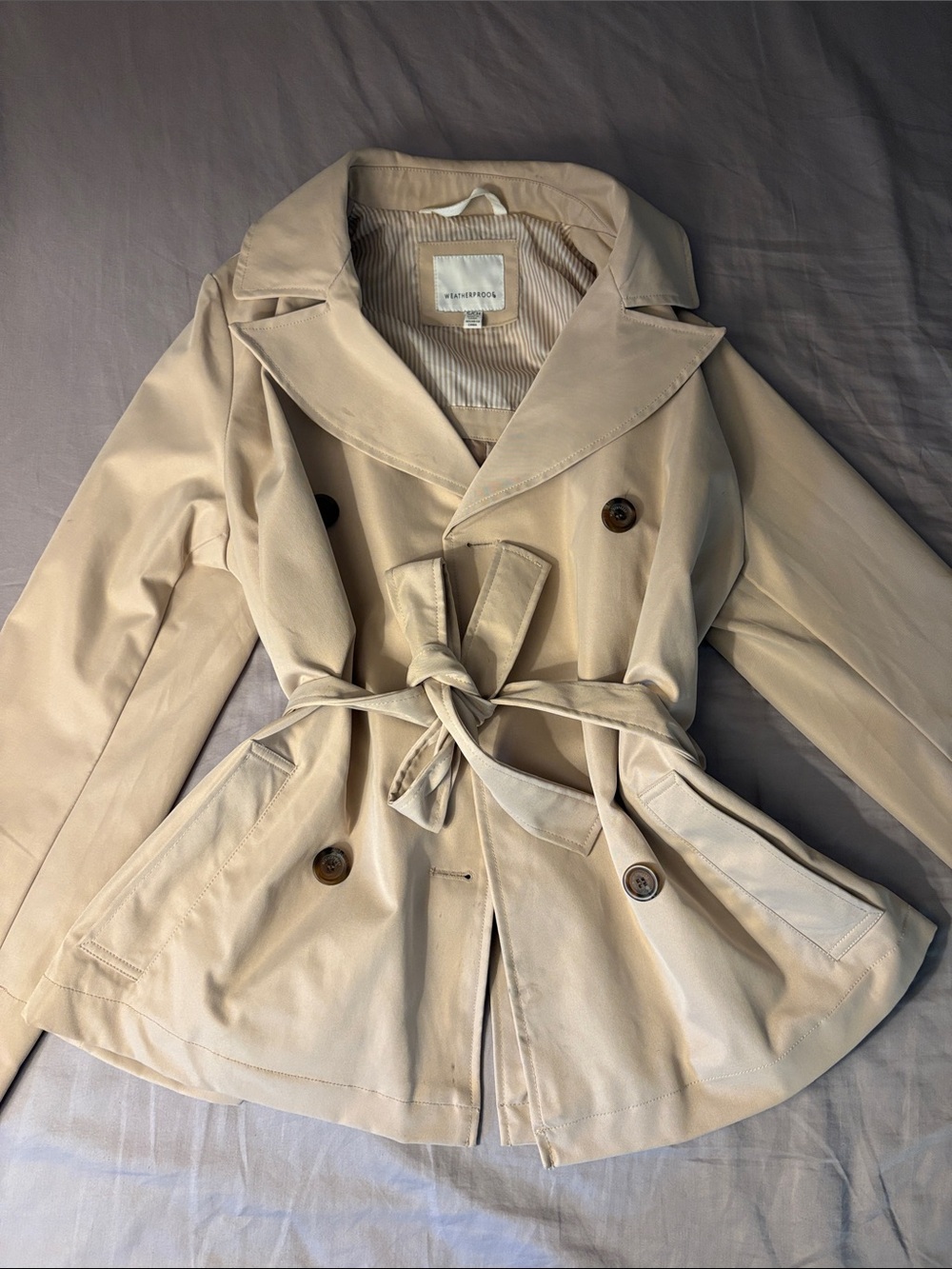 Weatherproof Women's Beige Belted Trench Coat